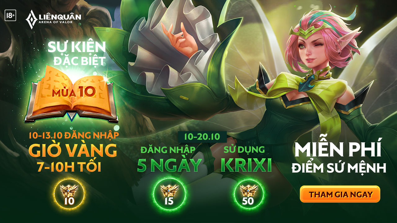 Sự Kiện Điểm Danh Nhận Điểm Sứ Mệnh Mùa X | Garena Liên Quân Mobile