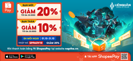 THÁNG 10 NÀY NHẬN NGAY CƠ HỘI GIẢM ĐẾN 50K KHI NẠP THẺ GARENA BẰNG VÍ SHOPEEPAY